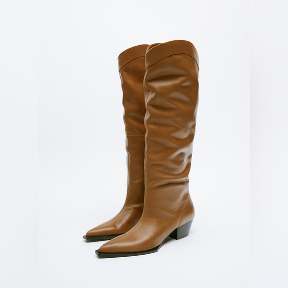 Zara Shoes Zara Leather Cowboy Boots Poshmark